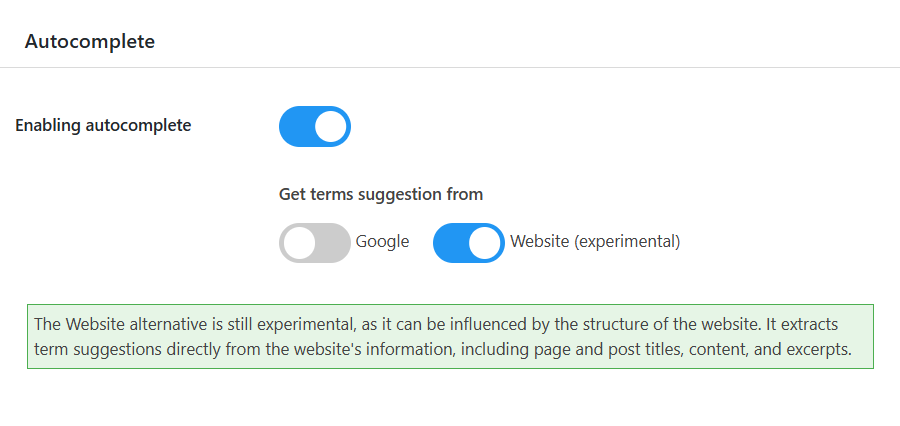 Website Autocomplete