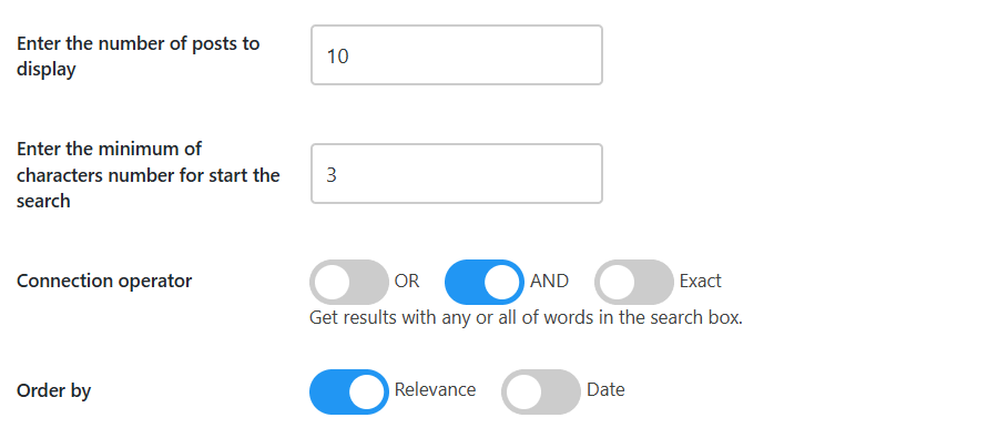 Configuring the basic search process