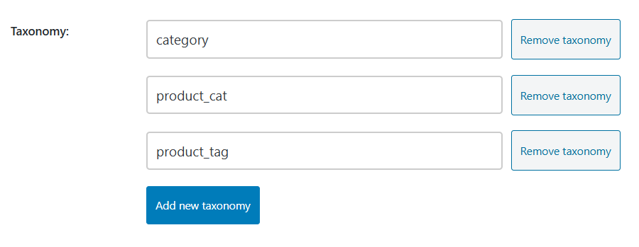 Configuring the taxonomies to include in the search process