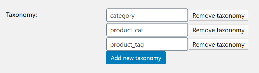 Configuring the taxonomies to include in the search process